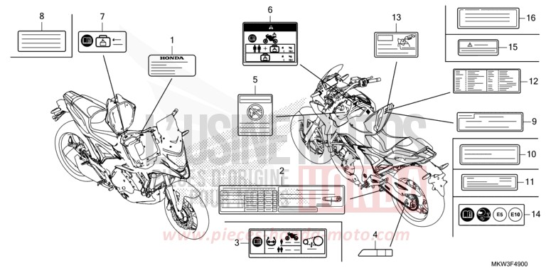 ETIQUETTE DE PRECAUTIONS von NC750X DCT GRAND PRIX RED (R380) von 2021